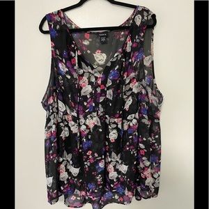 Black sheer floral top